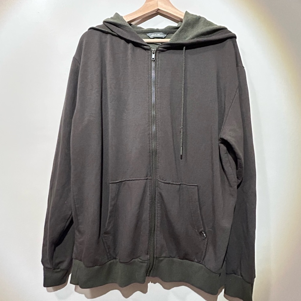 Eddie Bauer Dark Olive Green Full-Zip Hoodie